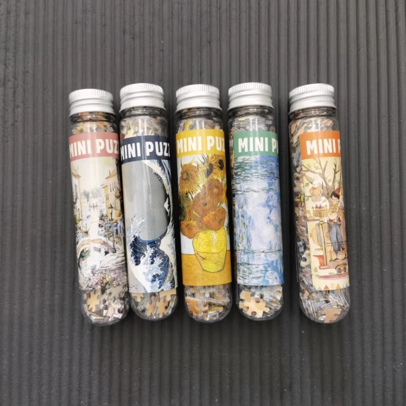 Mini quebra-cabeças de tubo de 150 peças para todas as idades, jogo de quebra-cabeça de papel envolvente para crianças e adultos em casa