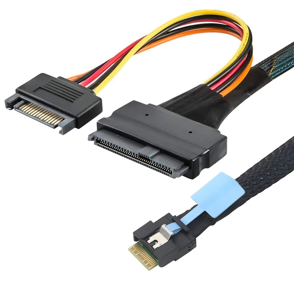 Schlankes PCIe SFF-8654 4I 38-Pin Anti-Neigungs-Einsatzadapterkabel zu SAS 8639 U.2 mit SATA 15P – Detail 2