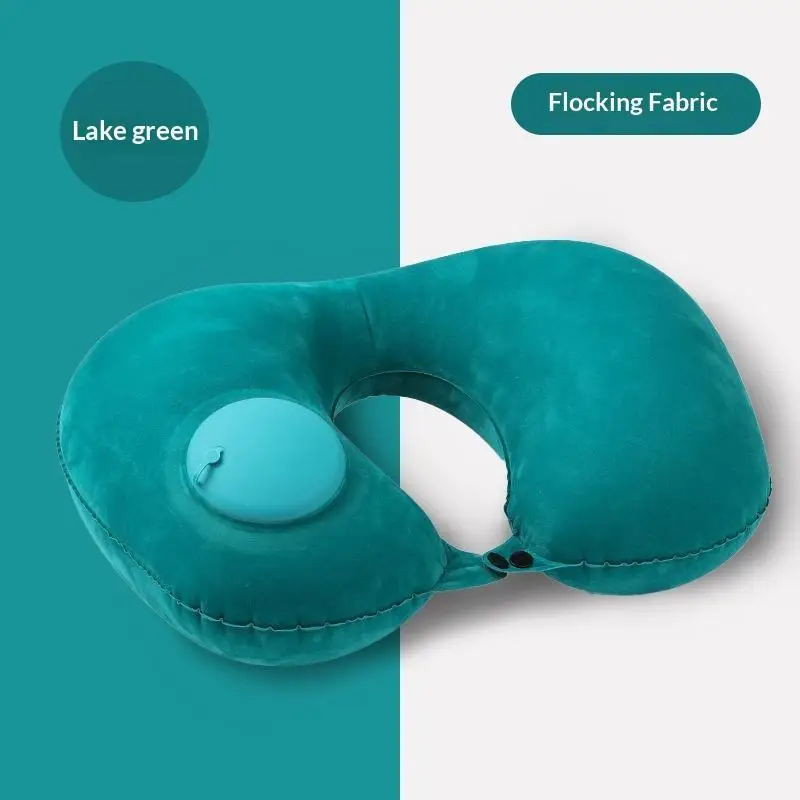 Inflatable Travel Neck Pillow Flocking Self-Filled Foldable 1PC for Camping Car Rides Office Rest