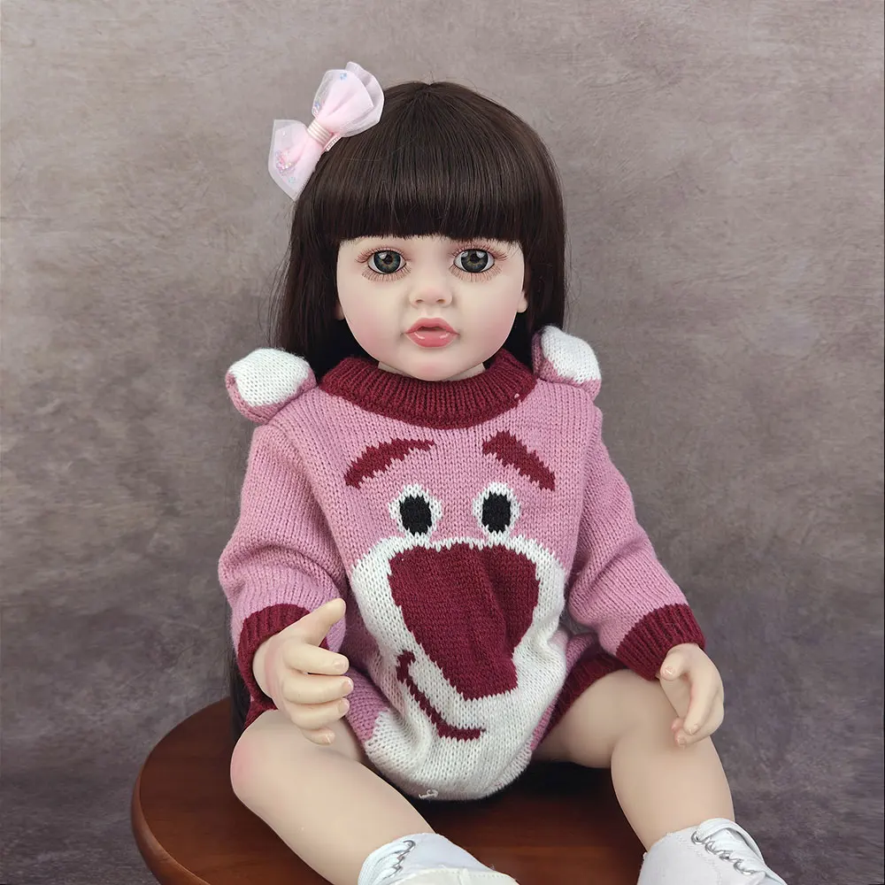 22 นิ้ว 55 ซม.Handmade Full Soft Viny Reborn ตุ๊กตาเด็กแต่งตัวของเล่นเด็กวัยหัดเดินน่ารักเจ้าหญิงวันเกิดคริสต์มาสของขวัญ
