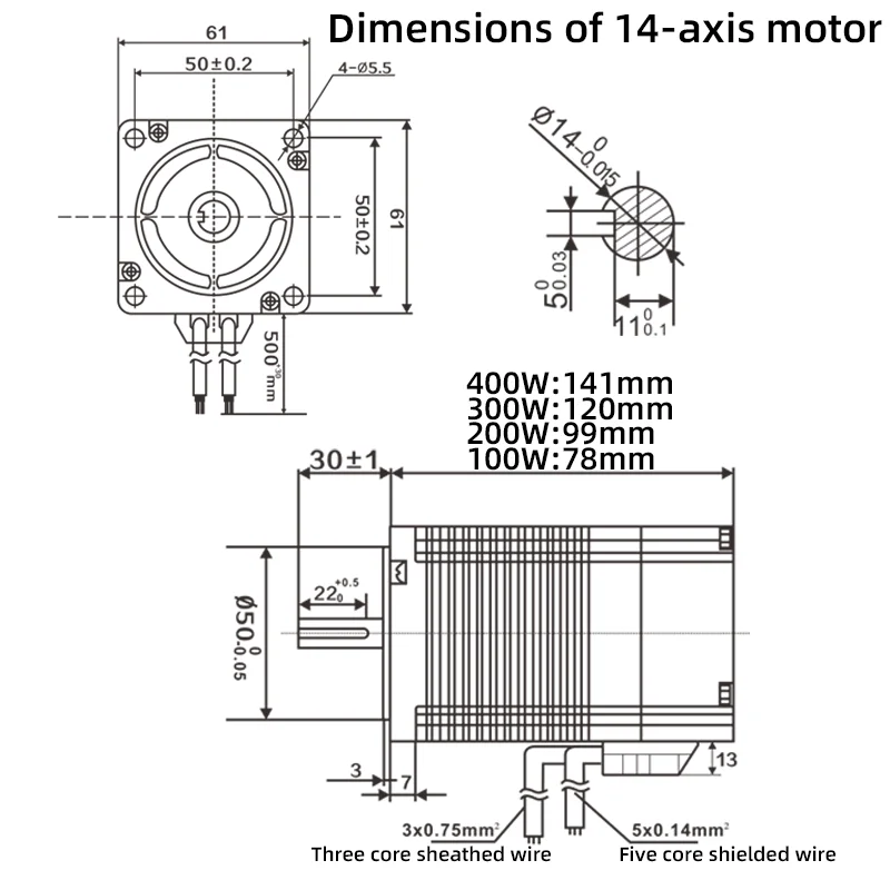Imagem -03 - Ruído de Alta Velocidade Baixo Nema 24 3000rpm dc 48v 100w 200w 300w 400w
