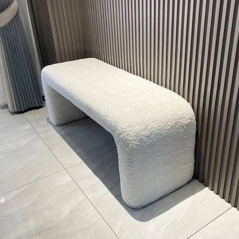 with Soft Checkered Pattern Creative Minimalist Shoe Bench Stool for Clothing Store Modern Nordic Shoe Changing Bench Stool