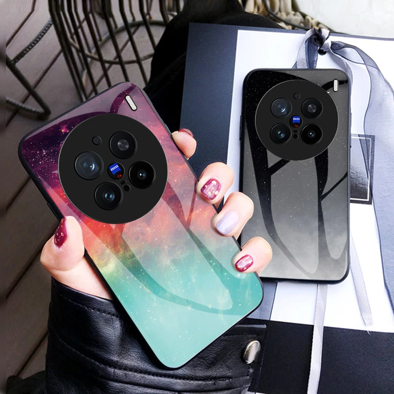 

Shockproof Starry Sky Tempered Glass Case For Vivo X200 Pro X200Pro Mini, Slim Smooth Hard Camera Protection Phone Cover Funda