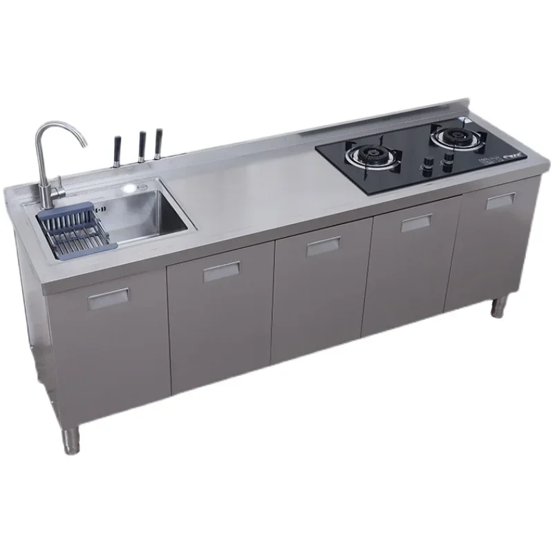 Y  Stainless Steel 304 Countertop Workbench Stove Storage Sink Integrated Cabinet Home Use and Commercial Use