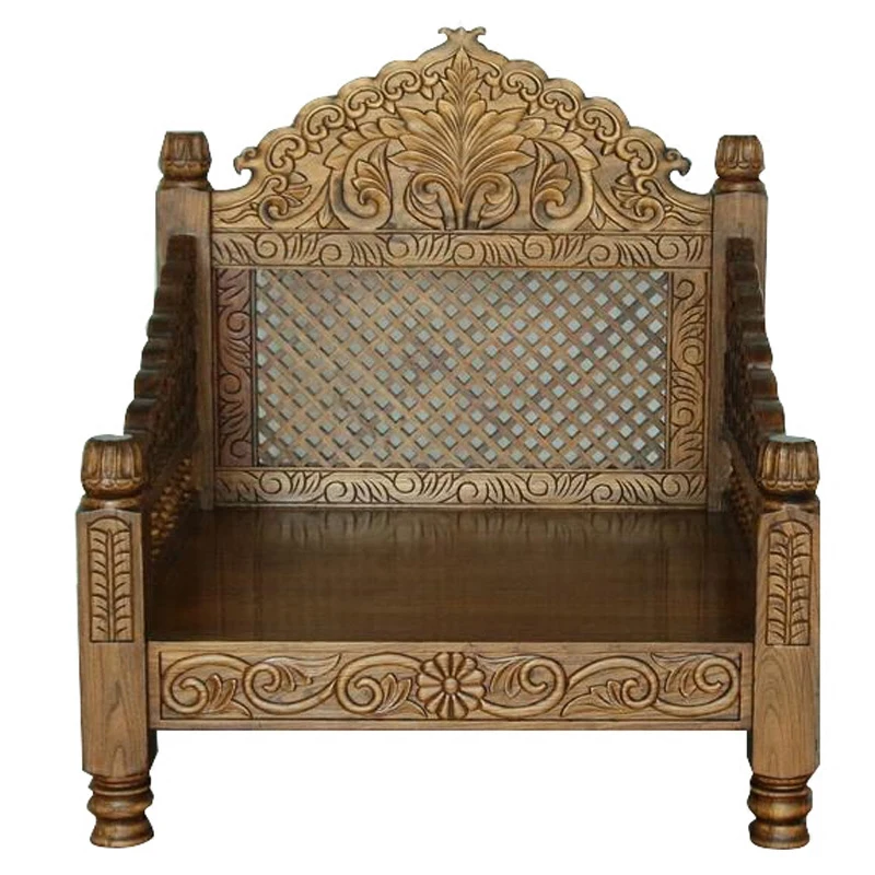 

South East Asia Indian style furniture Solid wood single sofa Elm retro sofa