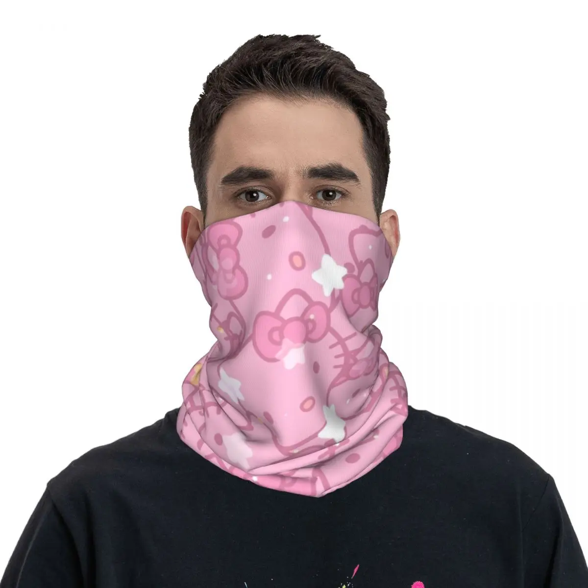 Custom Sanrio Kitty Hello Kitty Bandana Neck Gaiter UV Protection Face Scarf Cover Men Women Cartoon Headwear Tube Balaclava - Image 4