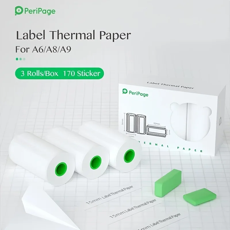 3 Rollen/Karton Peripage Thermo aufkleber Etiketten papier-10 Jahre Aufbewahrung dauer-15mm/30mm 56x30mm/2,2x1,2 Zoll