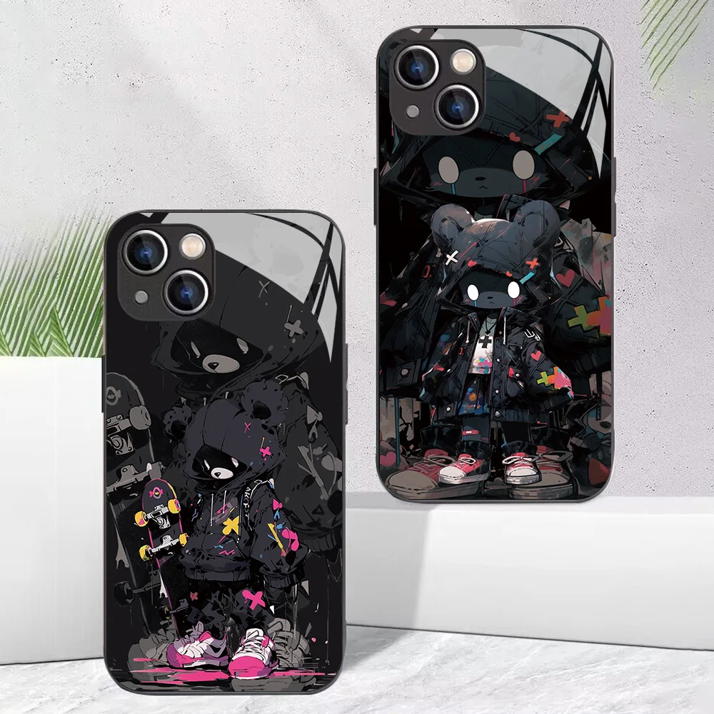 Etui na telefon Fashion Cartoon Bear dla Xiaomi Redmi A1 13C 9C 9T Note 7 8 9 9S 10 11 12 13 Pro K60 Ultra 4G 5G Glass Silicone Cover