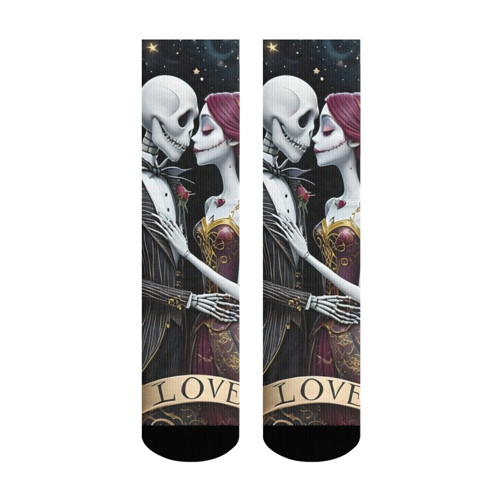 

1 Pair Unique Romantic Skeleton Couple Cartoon Crew Socks - High - Quality, Comfortable & Stylish - Ideal for Outdoor Adventures