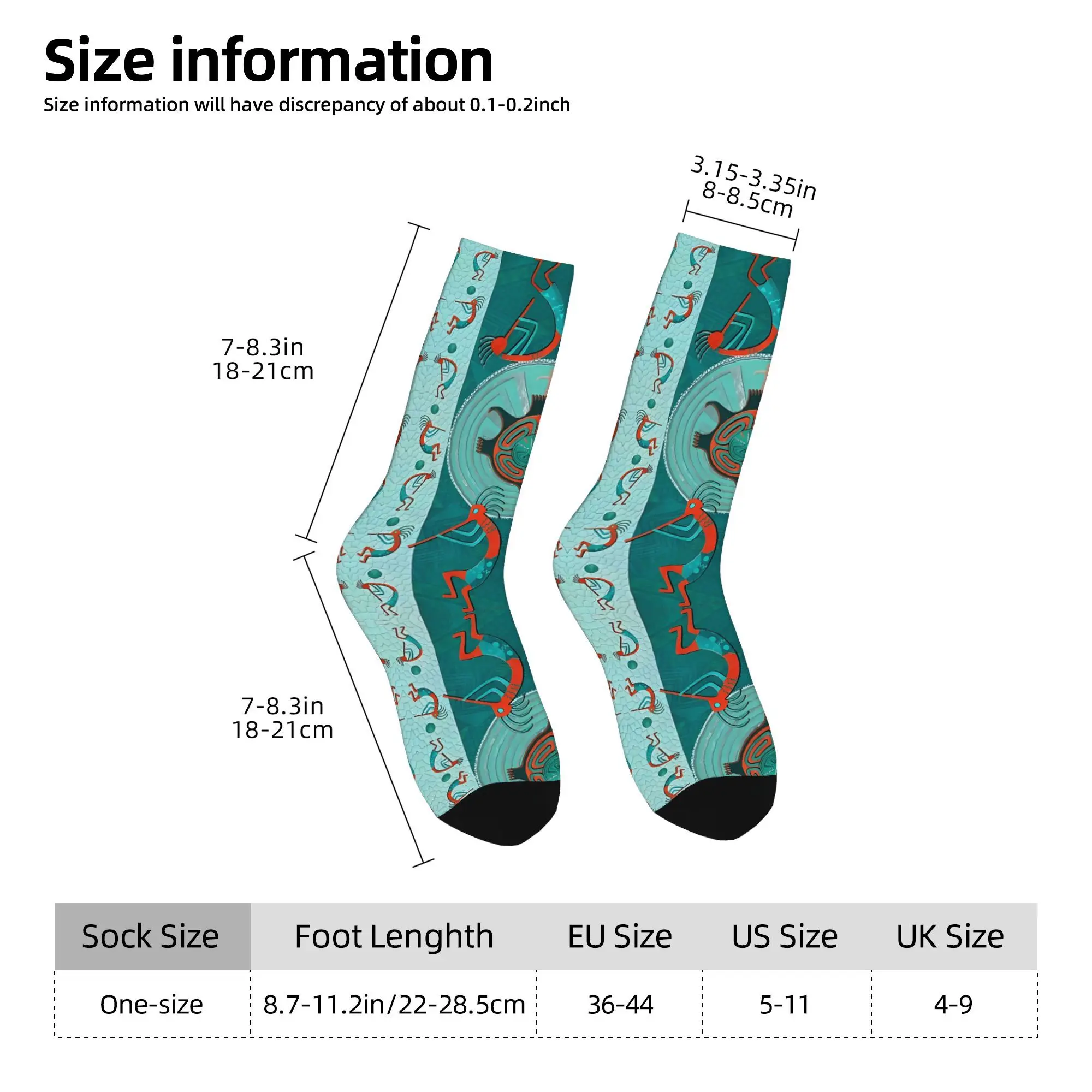1pc Kokopelli with Sea Turtles Printed Men's Socks  Novelty Hip Hop Harajuku Pattern Crew Sock Casual Gift