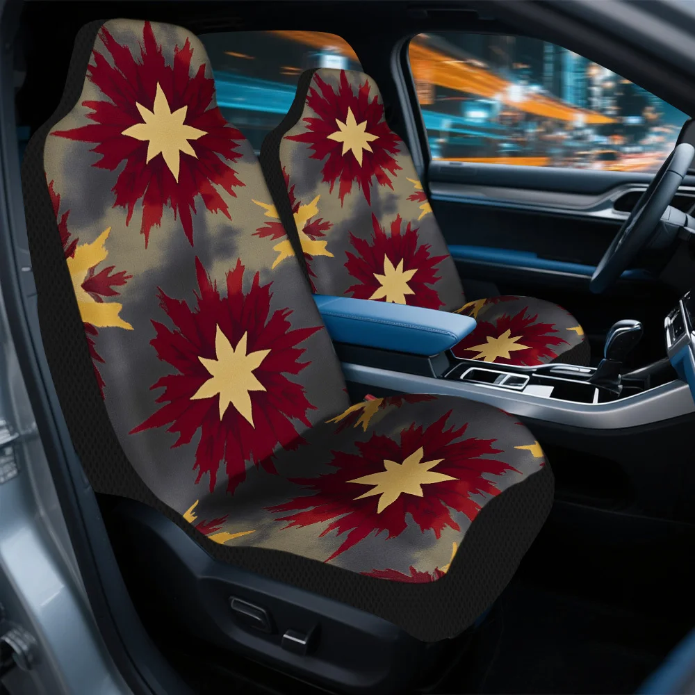 Set Of 2 Mandala Starburst Tile Design Car Seat Covers – Suitable For Cars, Trucks, Vans, And Suvs | Long-Lasting Polyester Fron