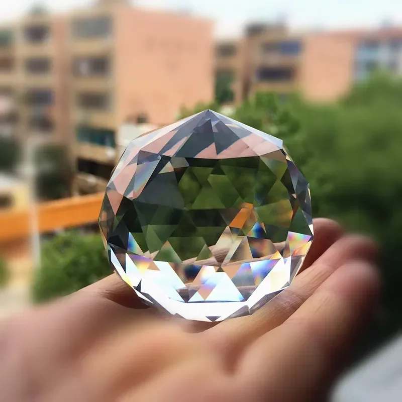 60mm/80mm/100mm Crystal One SIde Flat Ball Faceted Shiny Sphere Rainbow Collector For Photography Prop Home Decoration