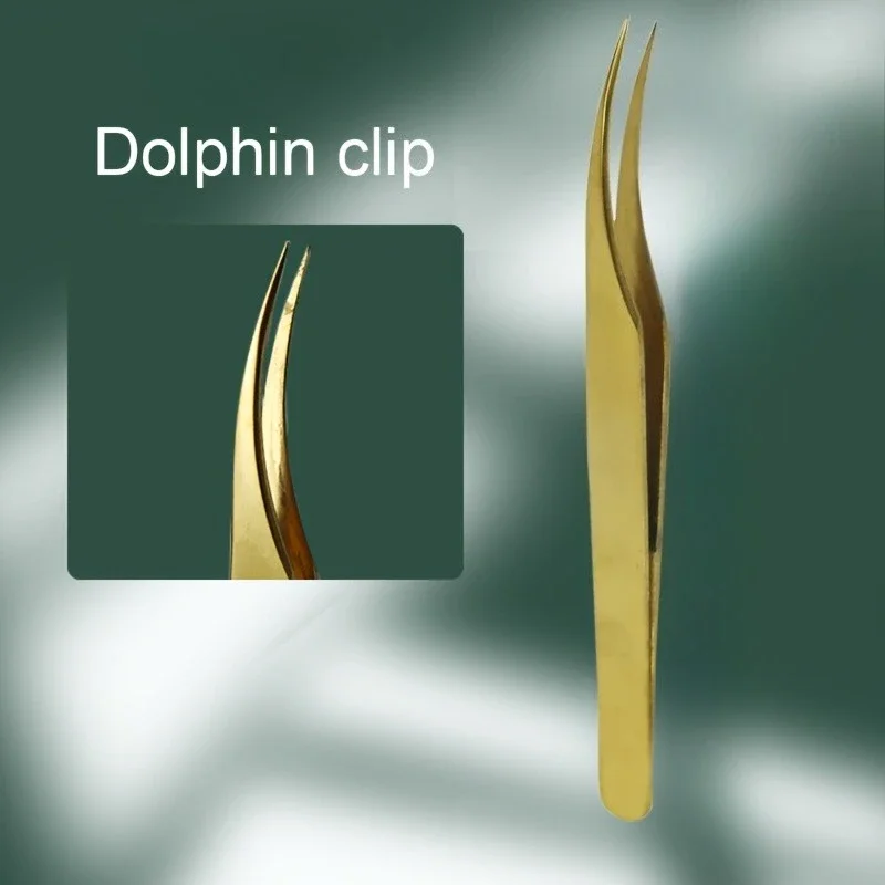 Roestvrijstalen wimpertransplantatiepincet Hoge precisie wimperclipTransplantatie wenkbrauwgereedschap voor beginners Gouden laser