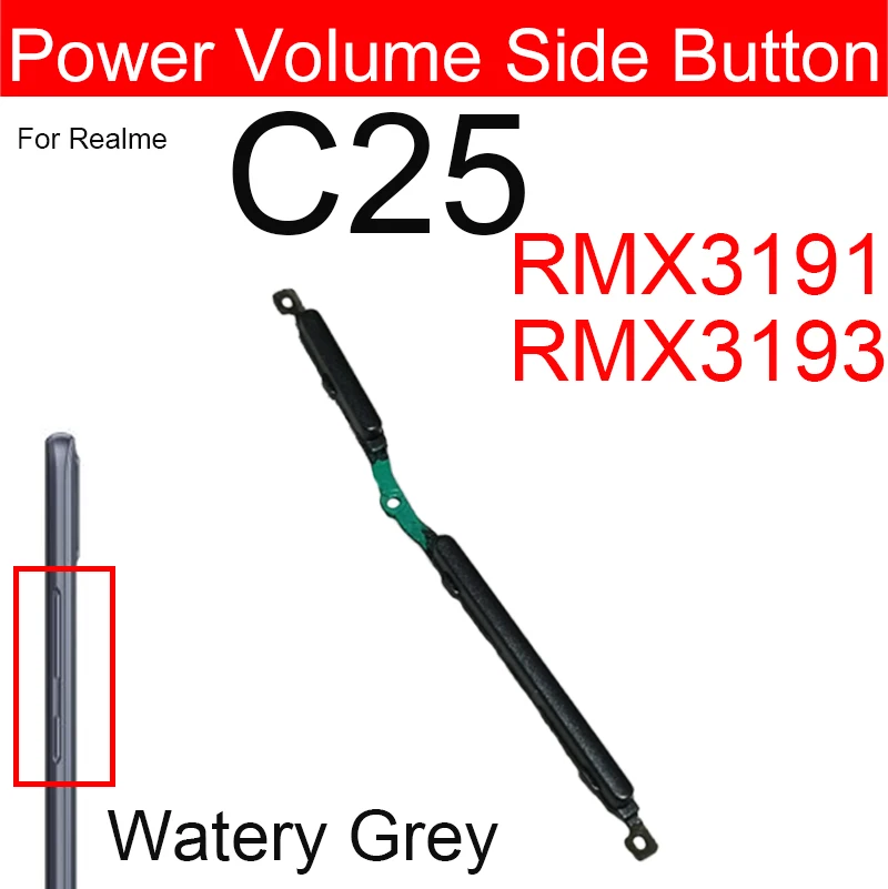 For Realme C25 C25Y C25S C21 C21Y C20 C20A Power Volume Side Button Side Volume Power Buttons Small Key Flex Cable Parts