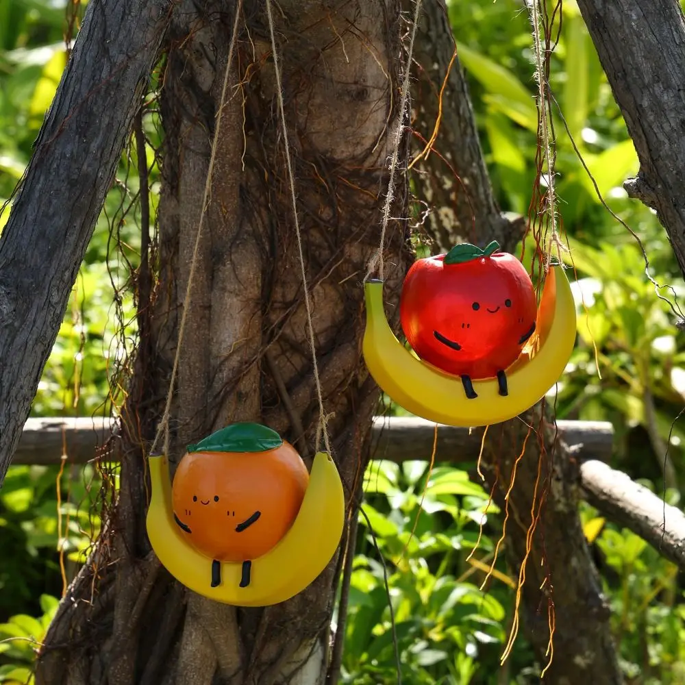 

Cute Hanging Planter Orange Shape Swing Resin Sculpture Planter Handmade Decorative Small Plant Pot Succulents Planter