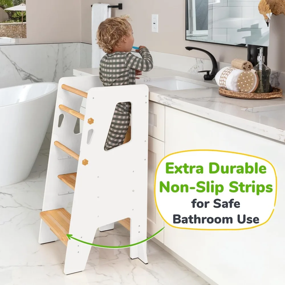 Toddler Standing Tower - Complete Toddler Kitchen Stool Helper - Ideal Kids Kitchen Step Stool for Learning New Skills - Updated