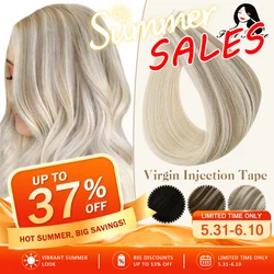 Full Shine Injection Virgin Human Hair Extensions PU Skin Weft Tape In Blonde Color Virgin Invisible Seamless 5Pcs for Testing