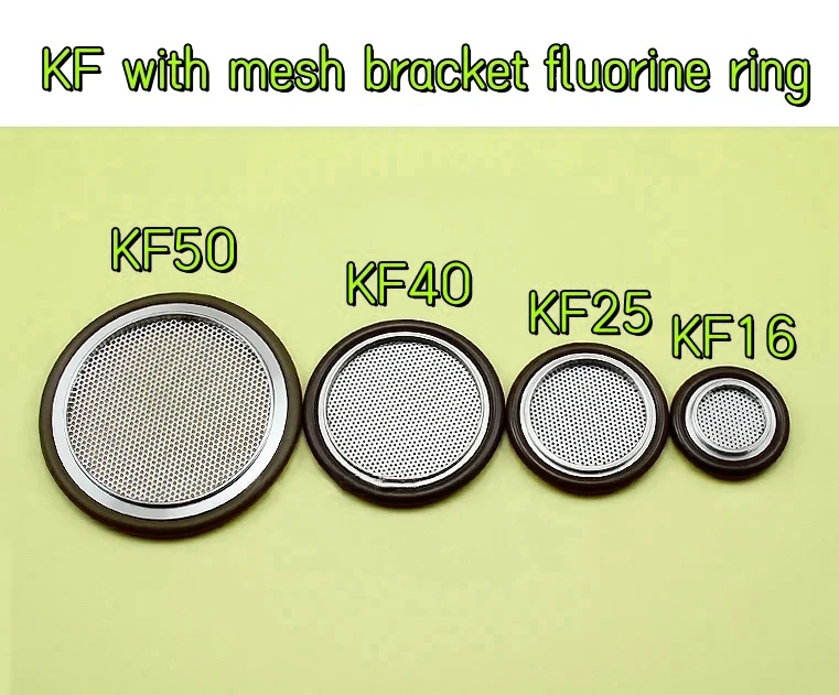 1 KF16-KF50 center O-ring,used for vacuum pipe flange joint,with mesh O-ring supporting fluorine ring,304 ss filter screen.