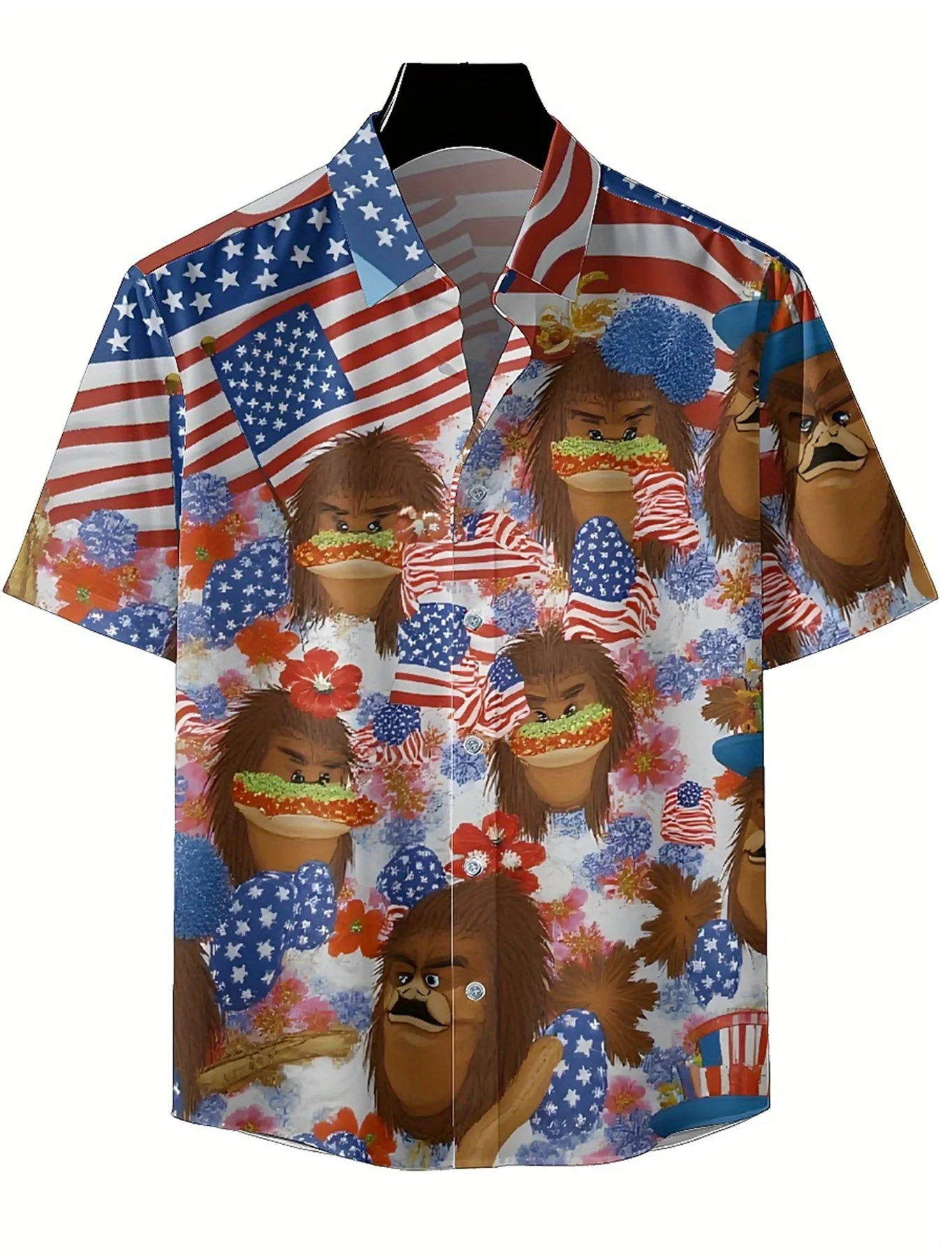 Men's Plus Size Hawaiian Shirts Monster Festival Pattern,Unisex Baggy Aloha Shirts,Alternative Clothing