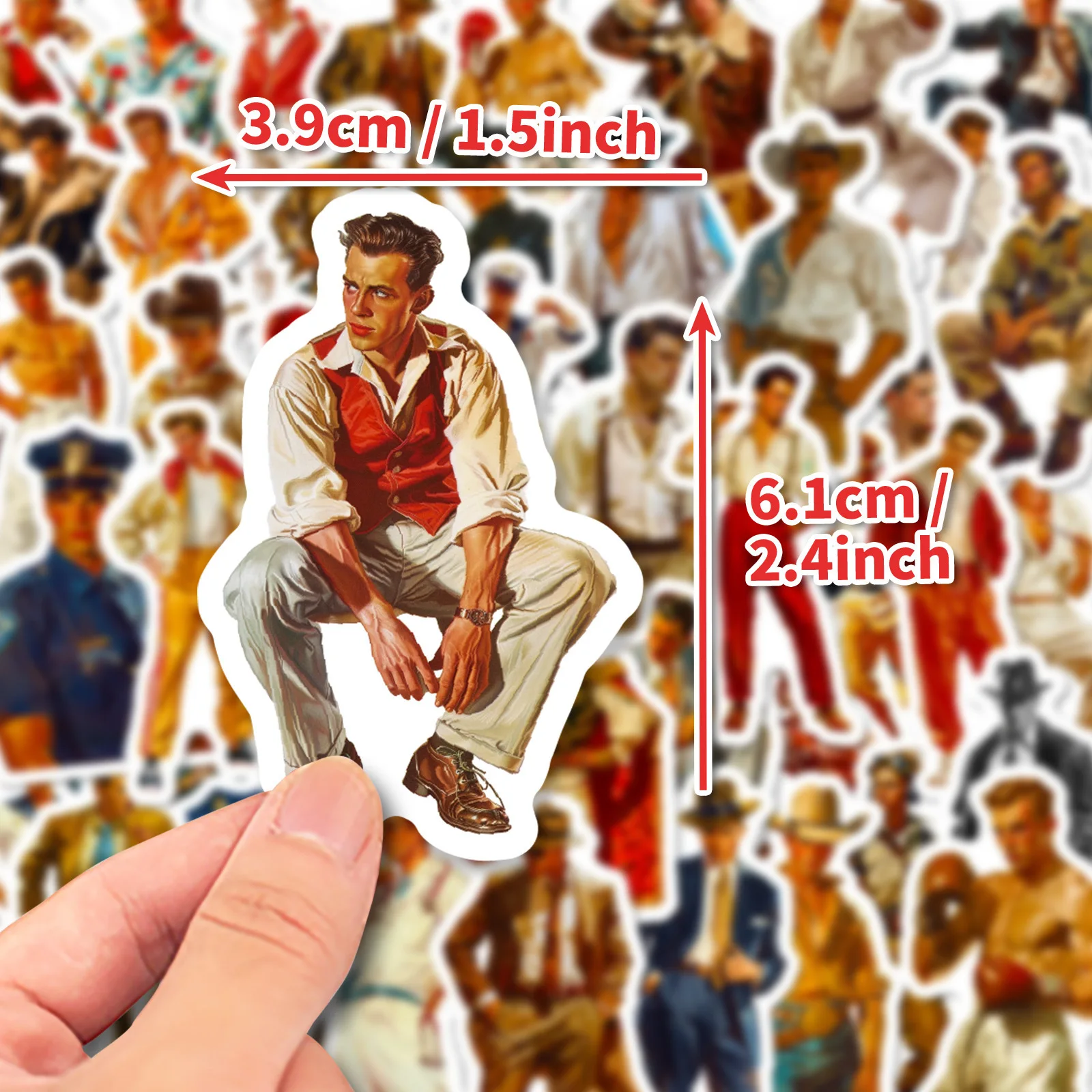 10/50 SZTUK Retro Profesjonalny Męski Naklejka z Muskularnym Mężczyzną Graffiti Personalizowana Dekoracja Kubek na Wodę Biurko Wodoodporna Naklejka Zabawka