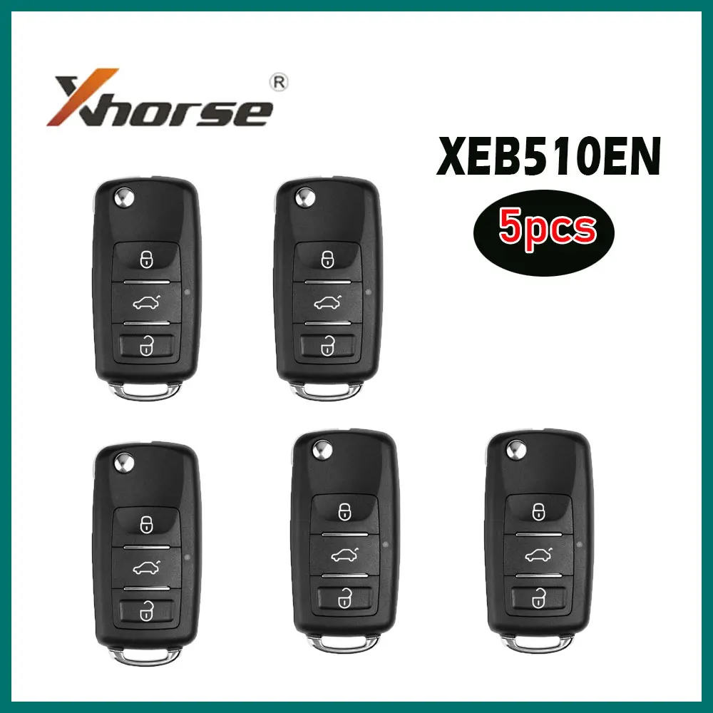 

5 шт. супер пульт дистанционного управления Xhorse XEB510EN B5 с супер чипом XT27B, 3-кнопочный автомобильный пульт дистанционного управления для ключа Volkswagen, ключи для ключа VDI