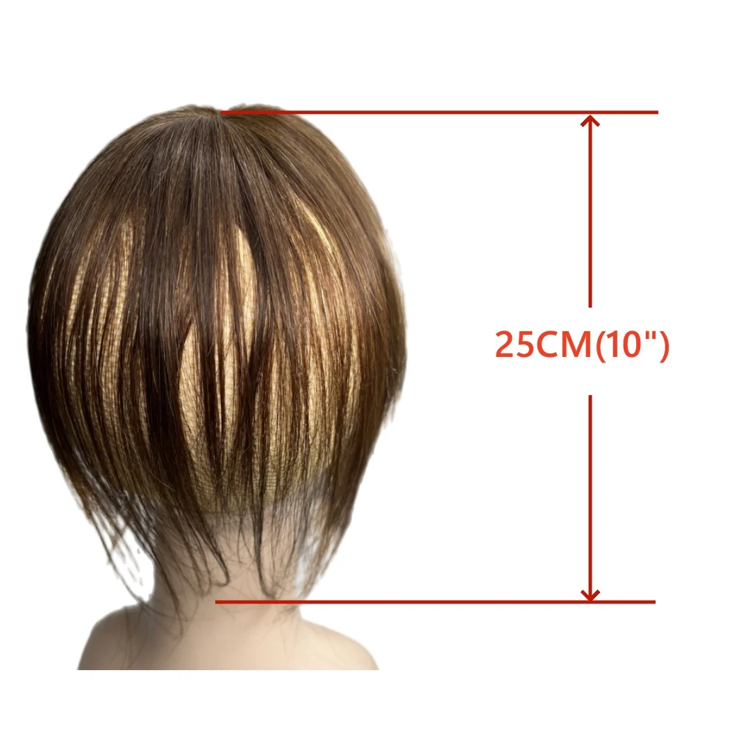 Satifresion الشعر القبعات العالية للنساء شعر بشري حقيقي 10 بوصة رقيقة الدانتيل قاعدة منتصف جزء الانفجارات قطع الشعر مع ترقق الشعر #2