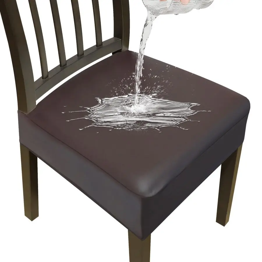 

Чехлы для стульев, чехлы для сидений обеденных стульев, набор из 6 штук, водонепроницаемые чехлы для сидений из искусственной кожи, съемные моющиеся чехлы для обеденных стульев.