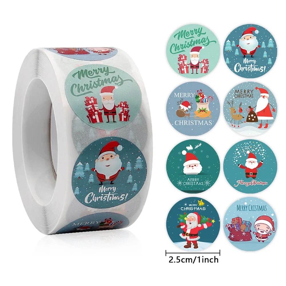 500 stücke Weihnachts geschenk dekorative Aufkleber 1 Zoll Versiegelung Aufkleber Frohe Weihnachten Belohnung selbst klebende Etiketten Kindertag Party