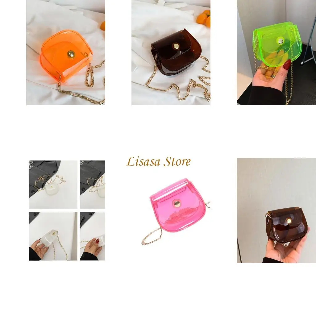 

M6CC Clear Shoulder Bag for Women Small Bag Chains Crossbody Bag Fashion Coin Purse Saddles Bag