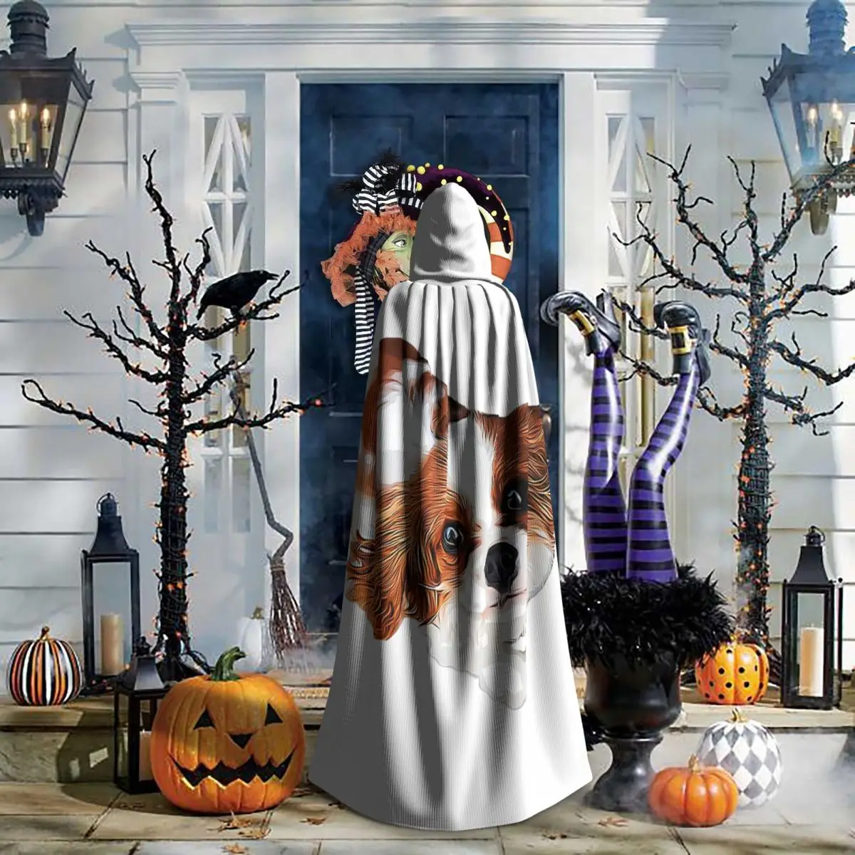 

Кейп-накидка с длинным капюшоном в стиле Блейнем для кавалера-кинг-чарльз-спаниеля, средневековый костюм ведьмы, косплей, на Хэллоуин, вампир, для взрослых, унисекс