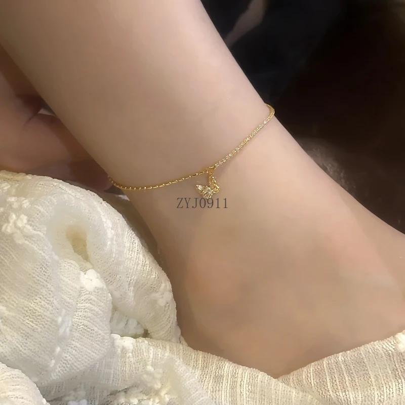 Versione coreana del vento dolce fata farfalla cavigliera luce lusso temperamento estivo avanzata catena del piede donna