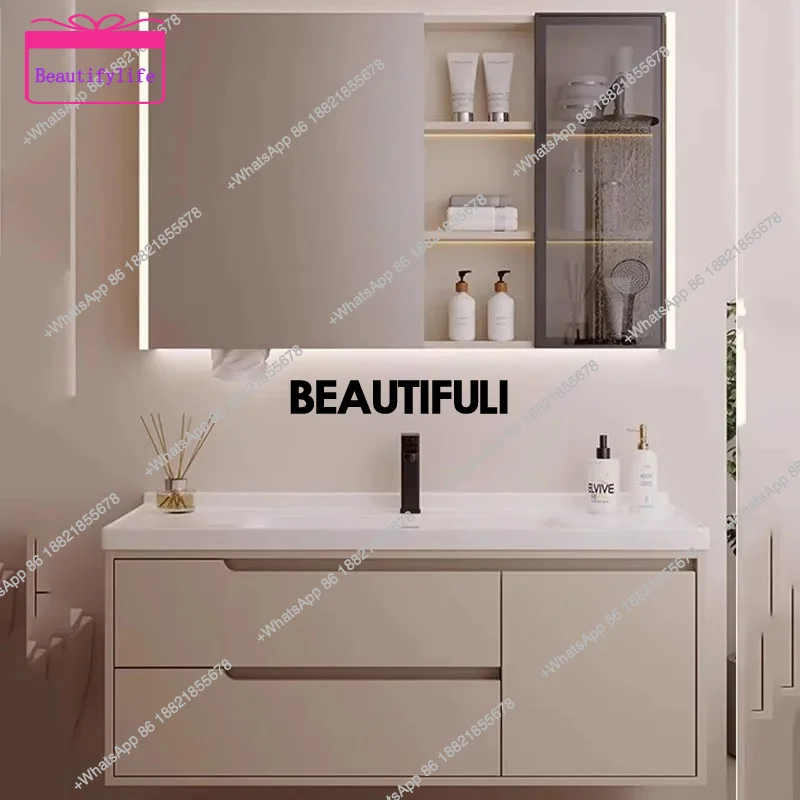 YL Muebles de Baño Vintage con Lavabo, Gabinetes Blancos, Almacenamiento para Dormitorio, Muebles para el Hogar de Madera