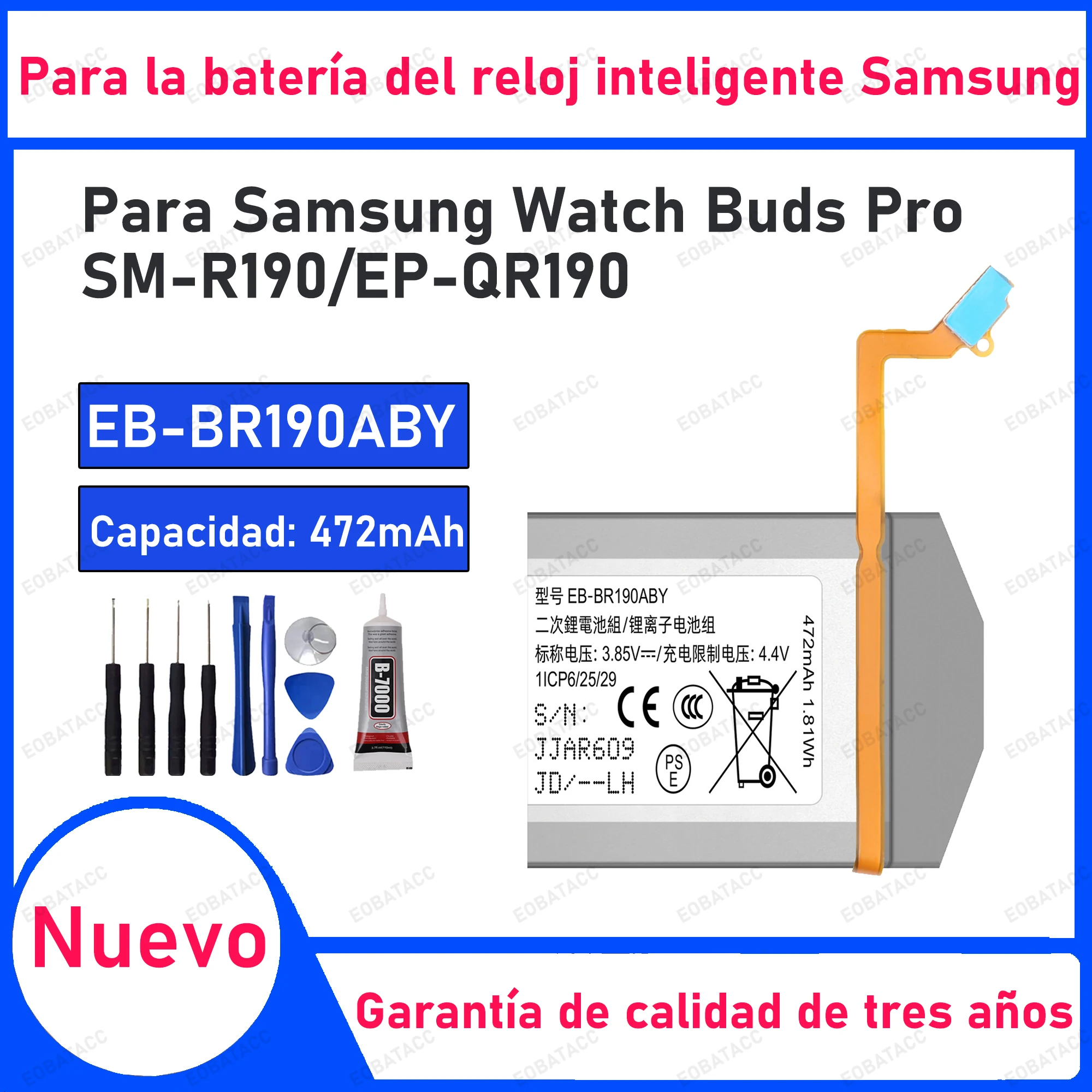 

100% New 472mAh EB-BR190ABY Battery For Samsung Watch Buds Pro/SM-R190 Replacement Bateria+Free Tools