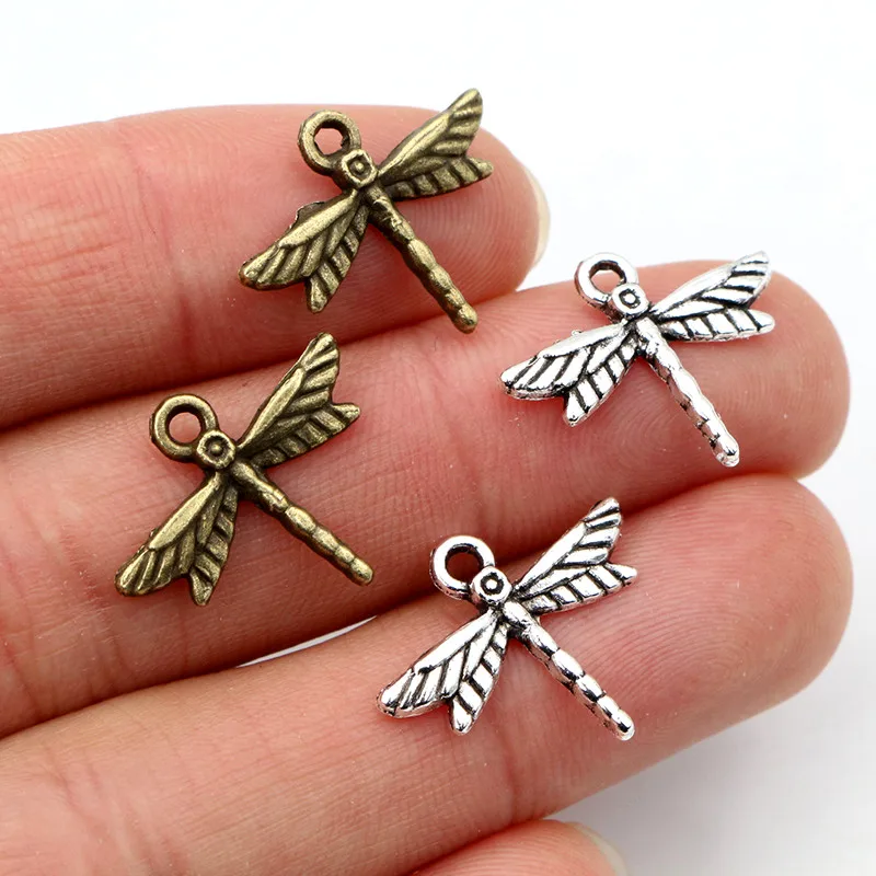 New Fashion Antique Silver Plated Bronze Plated Dragonfly Butterfly Handmade Charms Pendant:DIY for bracelet necklace