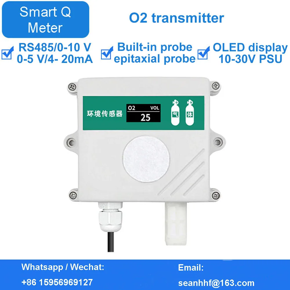 Agrícola Estufa Reprodução Sensor o2 Transmissor Detecção Oxigênio Concentração Conteúdo Qualidade do ar Sensor Industrial Grade 485