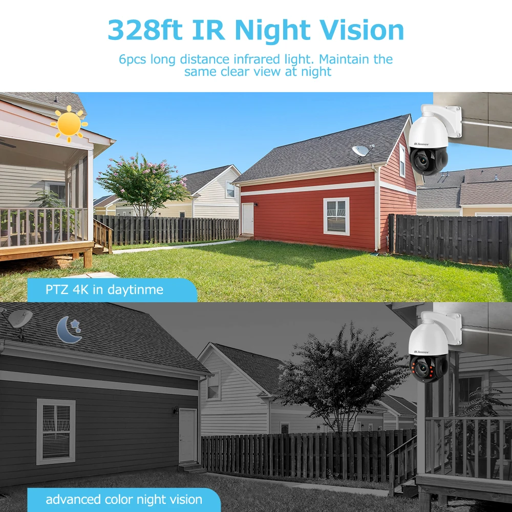 كاميرا مراقبة PoE بدقة 4K بدقة 8 ميجابكسل مع كشف الإنسان بالذكاء الاصطناعي، رؤية ليلية ملونة، وعدسة واسعة الزاوية وتتبع الحركة 6 في 1 #4