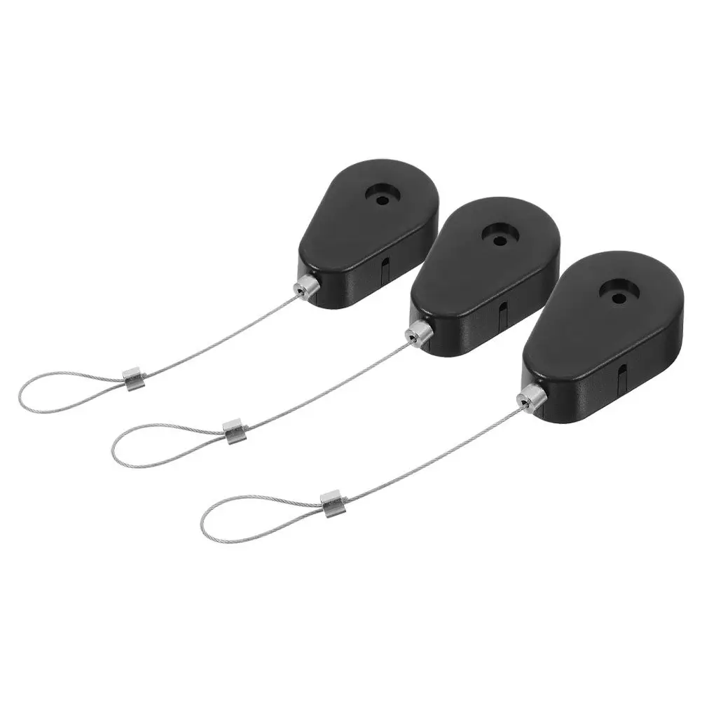 3Pcs Retractable Steel Wire Anti-Loss Cable Case with Lock Telescopic Security Tether for Electronic Devices Garage Warehouse