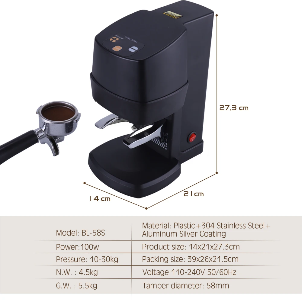 110V 220V Coffee Tamper 58MM For Coffee Automatic Electric Coffee Powder Flat Press Tamper Coffee Tool For Espresso Barista