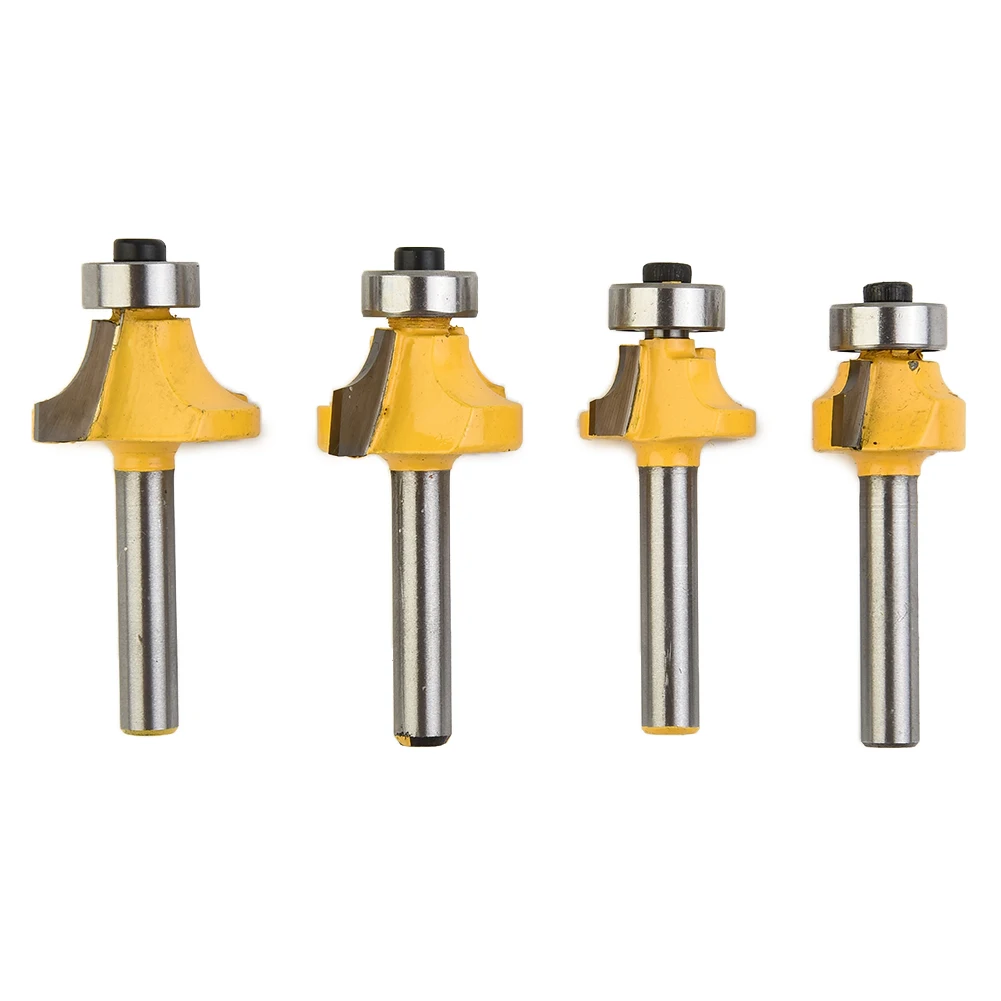 

Bit Router Router Bit Hot Sale Popular Pratical Alloy Anti-kickback Design Forming Round Over Router Yellow 4pcs