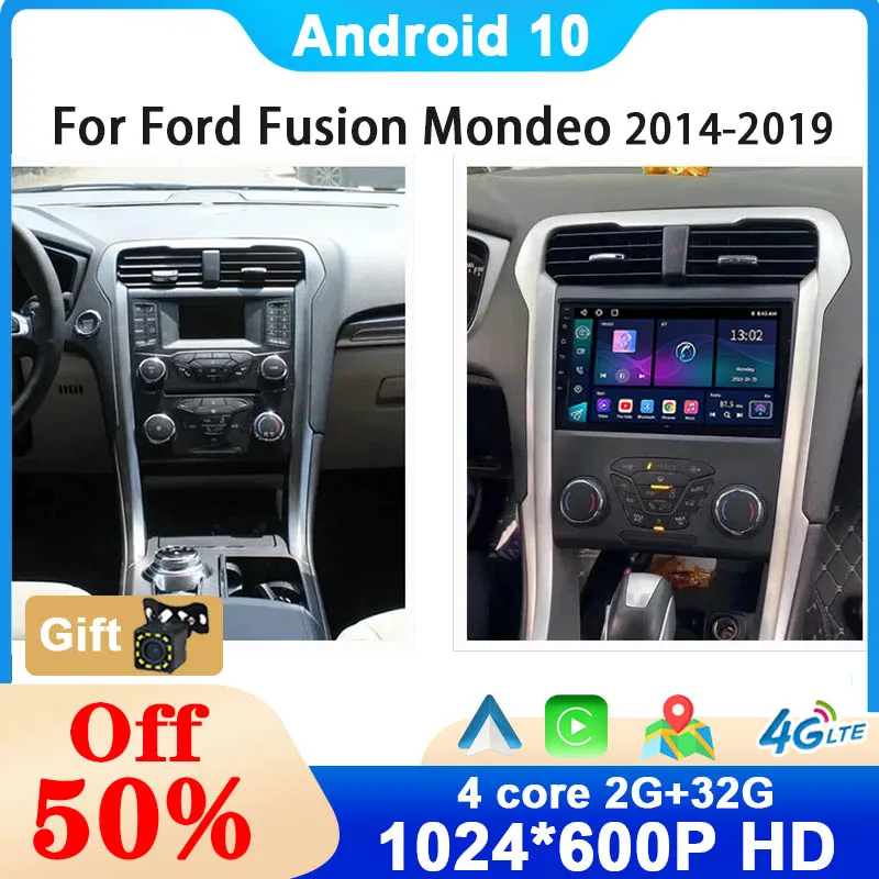 2024 Update Android 10 Radio Player For Ford Mondeo Fusion 2014 - 2019 GPS Screen WIFI Touch Head Unit Car Multimedia Video Auto