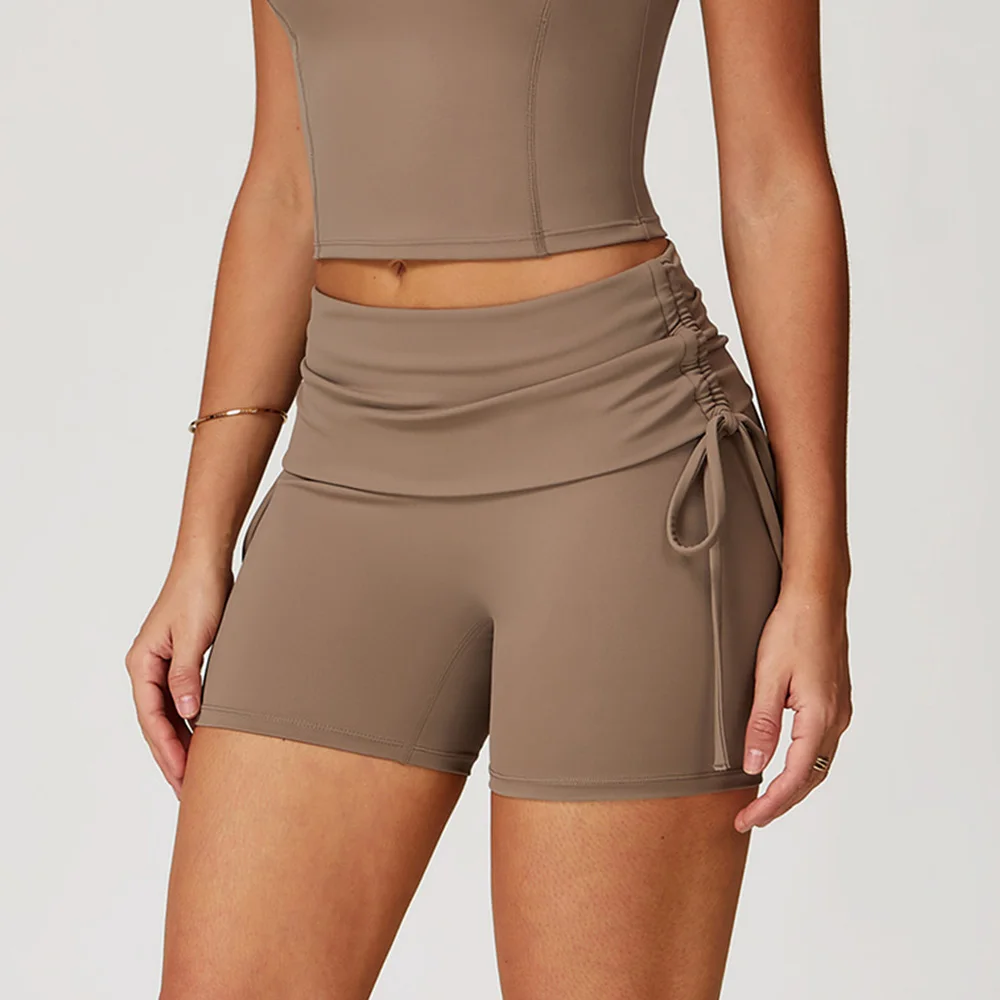 Gym Workout Women Yoga Shorts High Waist Yoga Shorts Gym Hip Lift Pants Pocket Breathable Running Cycling Sports Shorts Women