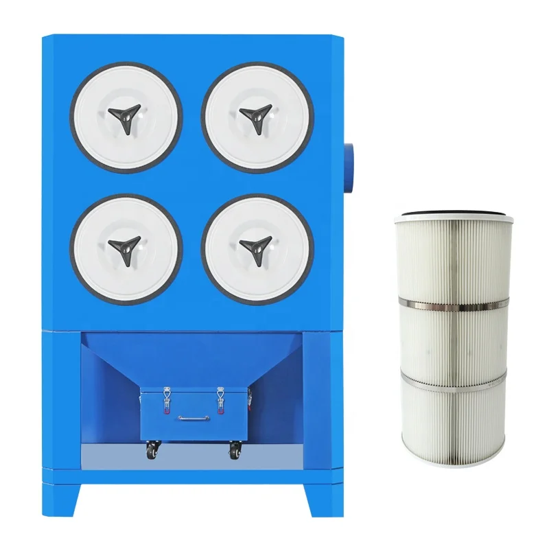 Portable Vertical Multi-Cartridge Dust Collector | Auto Pulse Cleaning Workshop Dust Purifier for Grinding