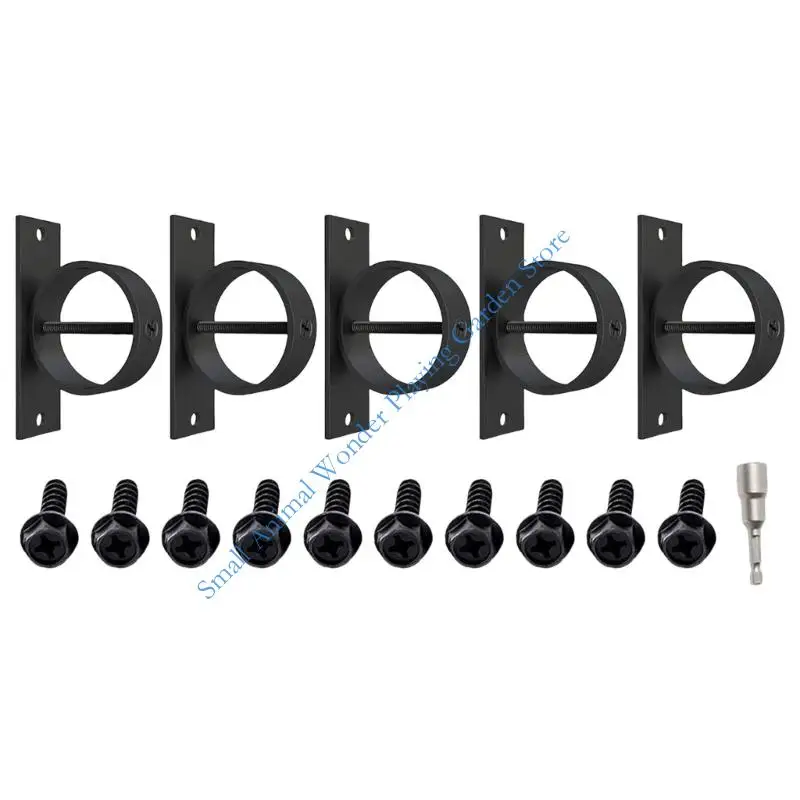 C9GC 5Pcs Securing Rope Drop Rings Brackets Stainless Steel Brackets Rope Clamps End with Crosses Screw Enduring