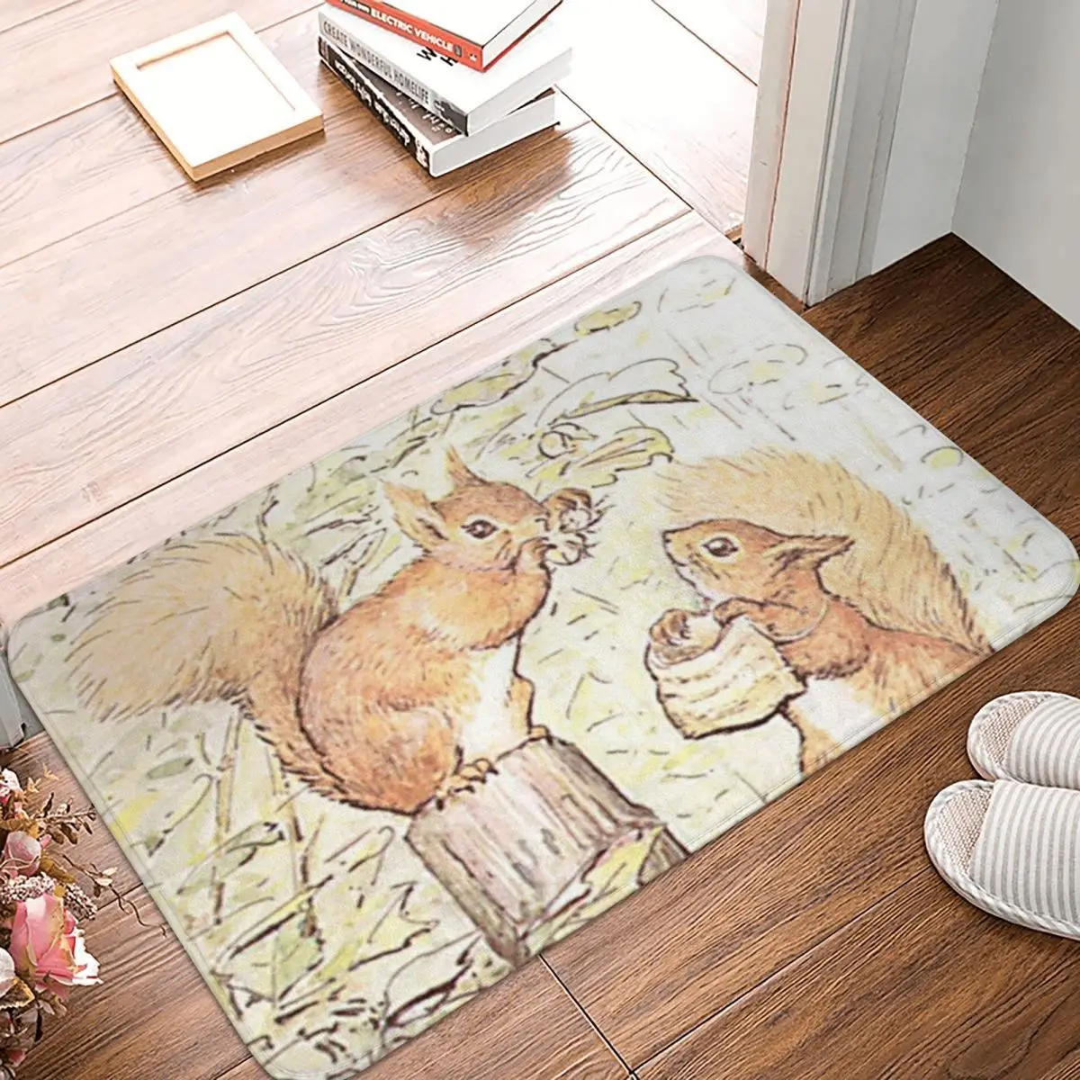 Squirrel Nutkin. Beatrix Potter Doormat Rug Carpet Mat Footpad Polyester Anti-slip Antiwear Front Room Corridor Kitchen Bedroom