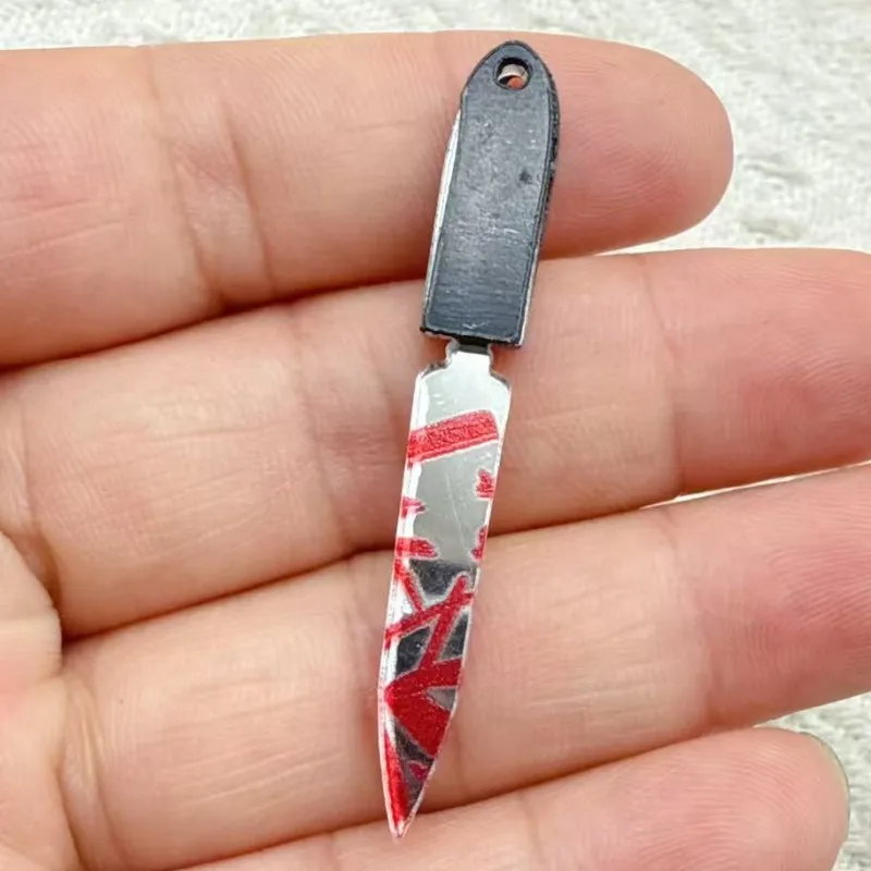 Mix 10pcs acrylic Halloween sword and knife pendant, DIY jewelry making earrings necklace keychain