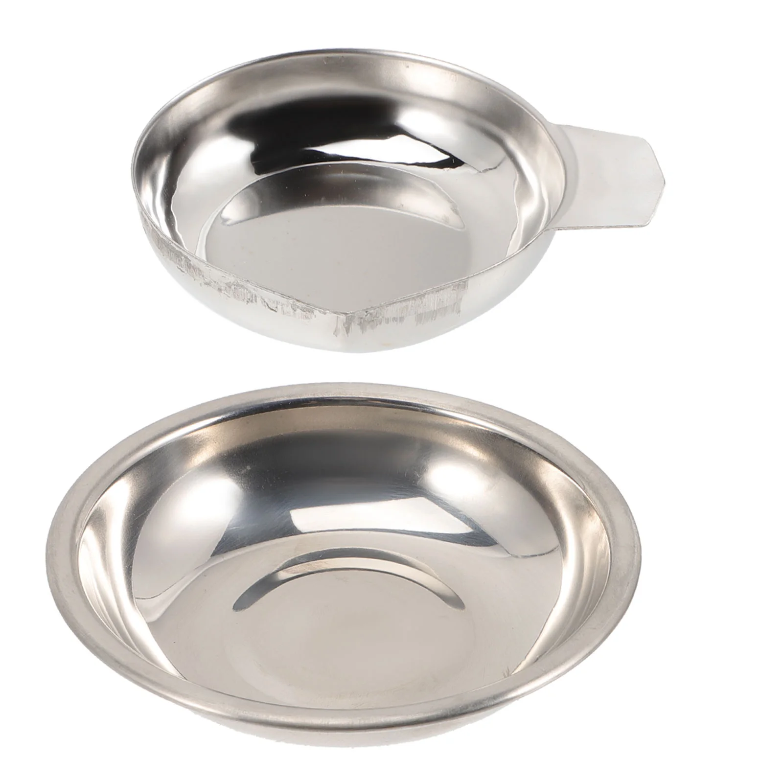 2 Pcs Jewelry Scale Round Edge Tray Stainless Steel Weighing Dish Kitchen Plate Wight Professional Weighting Home Silver