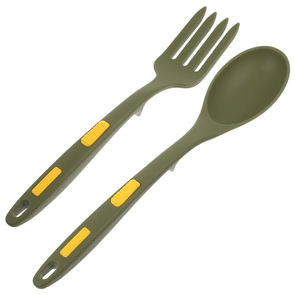 1 set 1 Set Silicone Fork Spoon Set Smooth Edges Non-Scratch Cooking Utensils For Nonstick Cookware Kitchen Camping Restaurant