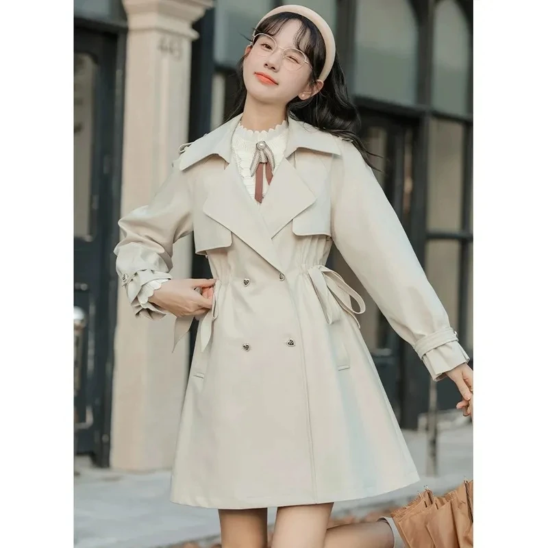 小さめフレンチスタイル通勤トレンチコート レディース 2025年秋新作 ブリティッシュスタイル 韓国風ルーズコート