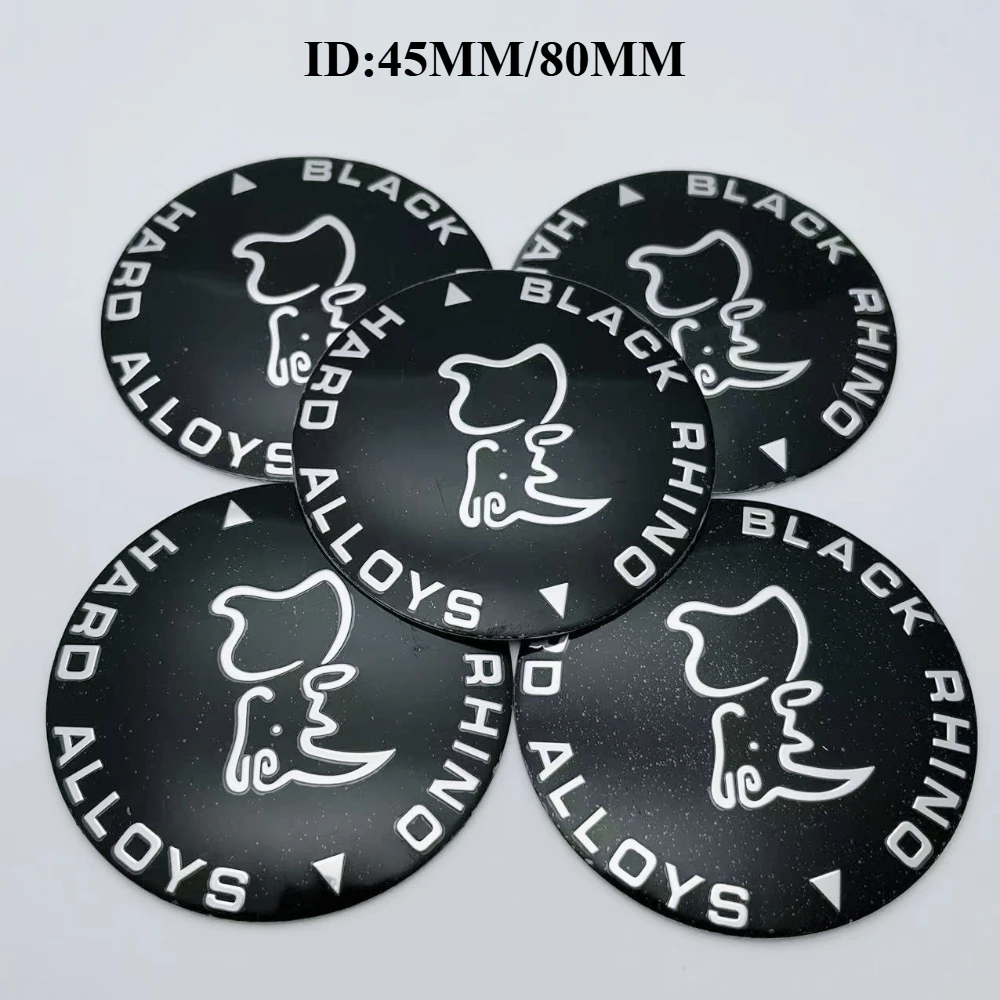 

4pcs 45mm 80mm Black Rhino emblem Car Wheel hub Center Cap Badge covers sticker styling Replace auto Accessories