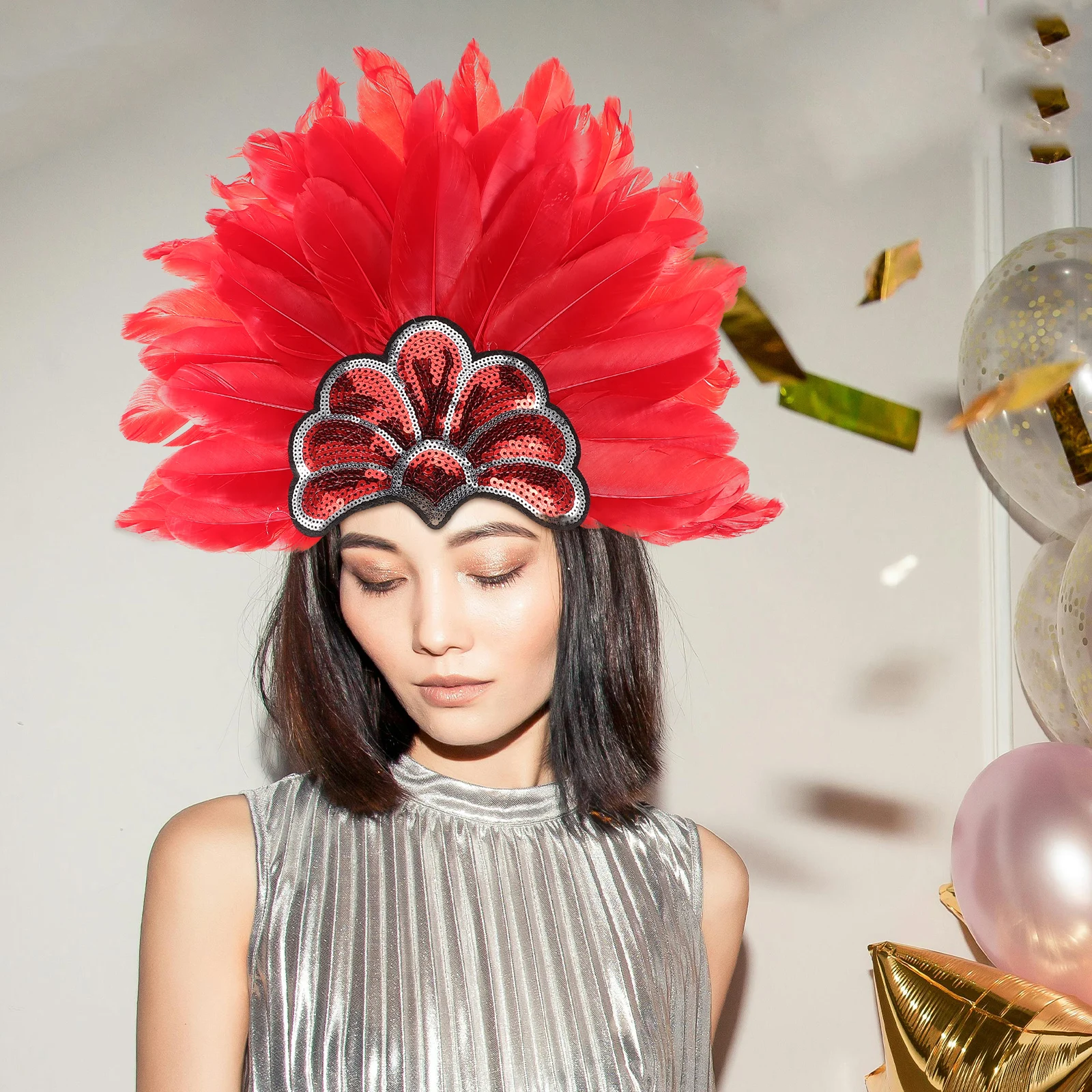 

Colorful Headband Carnival Accessories Cosplay Plumage Hair for Women Decorative Adult Headpiece Woman Forehead Costume